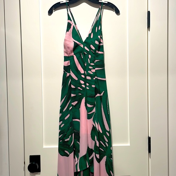 Express Dresses & Skirts - Express pink/green tropical sheath sundress. Hi-low hem, corset back. Size 0.